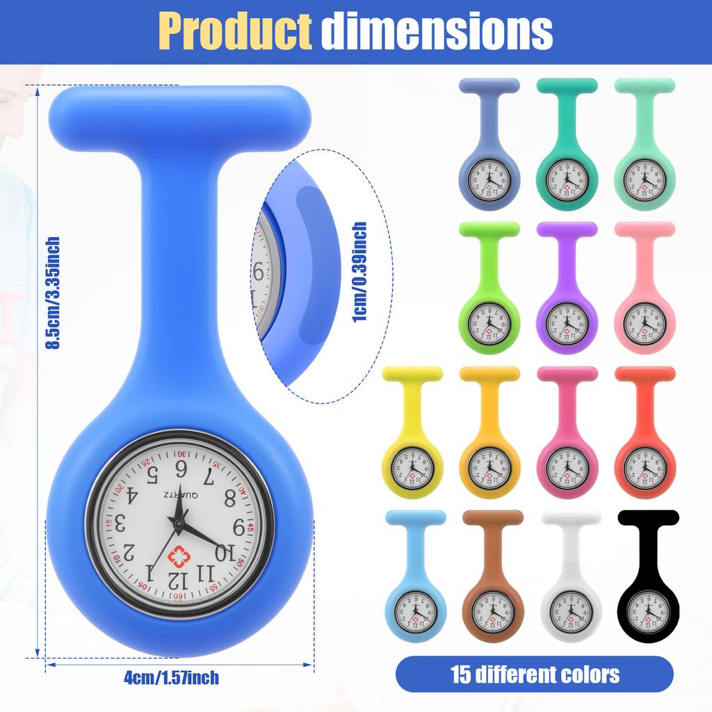4/15Pcs Pocket Watches Retractable Nurse Doctor Watch Shiny Reel Clip Pocket Watches Hospital Medical Working Office Hang Clock