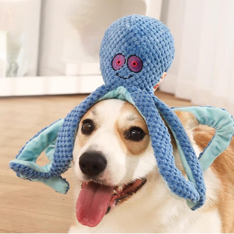 Plush Dog Squeaky Toys Dog Teeth Cleaning Toys Octopus Shaped Puppy Playing Tool For Home Outdoor Interactive Pet Training