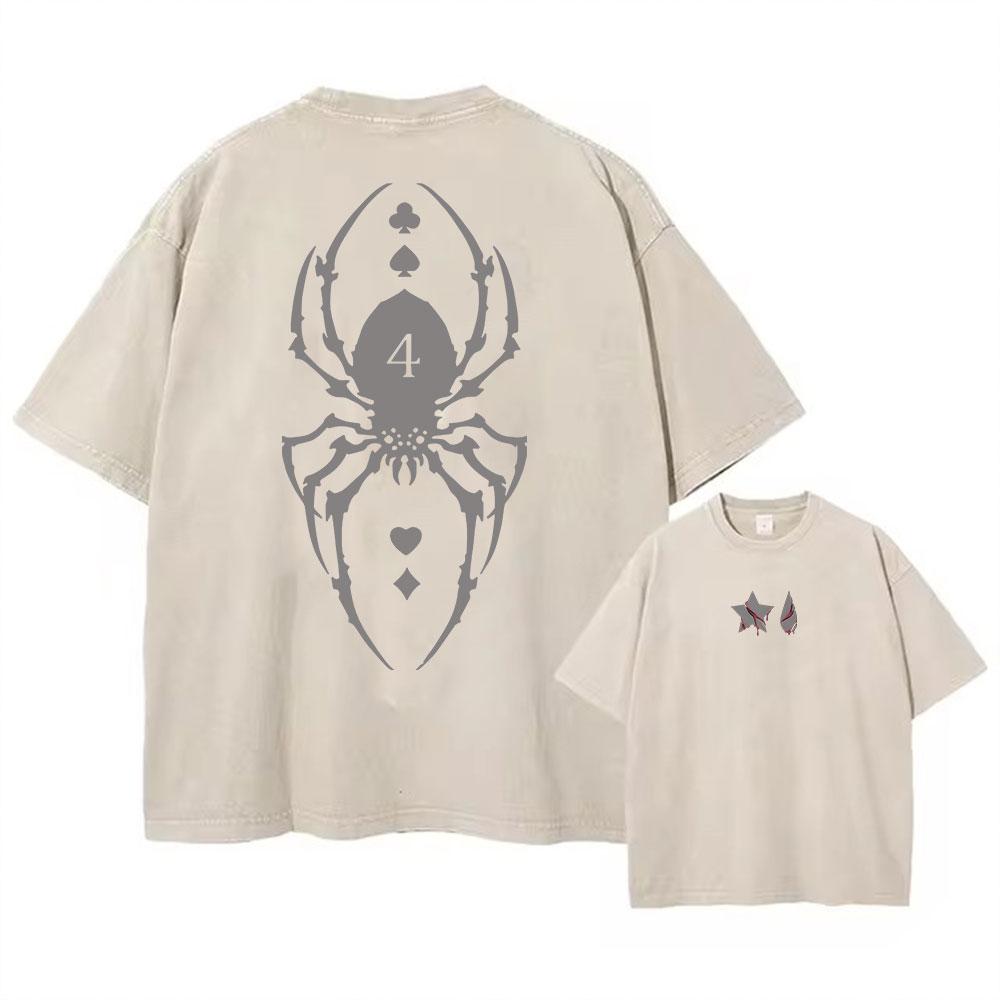 Hip Hop Retro Washed T-Shirt Streetwear Anime Hunter X Hunter Print Graphic T Shirt 100% Cotton Unisex Tshirt Men Tops