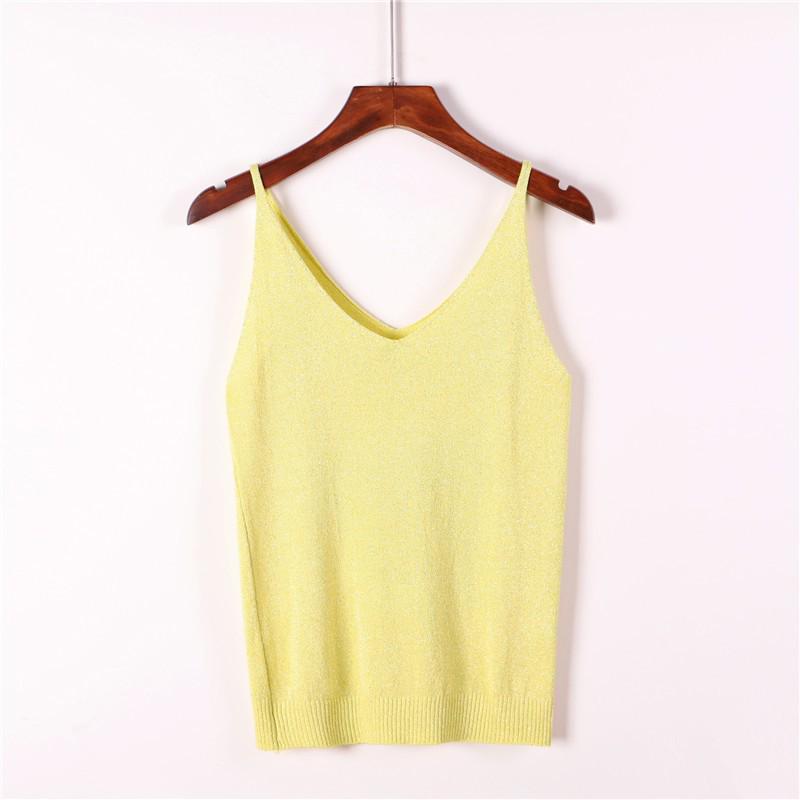 Glänzendes Pailletten-Strick-Camisole-Westen-Top für Damen