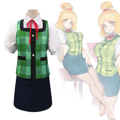 Animal Crossing Isabelle Cosplay Kostým Hra Horizons Dámský Uniforma Oblečení Ocas Pokrývka hlavy Sewd1 Halloween Cosutmes