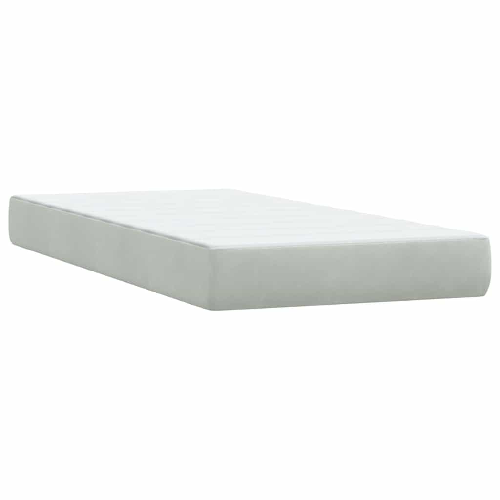 Box Spring Bed with Mattress Light Grey 80 x 220 cm Velvet
