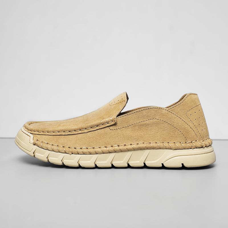 Fashion Comfortable Slip On Loafers Men Outdoor Handmade Leather Men's Shoes Casual Anti-slip Wearable Driving Shoes Flats Walking Shoes