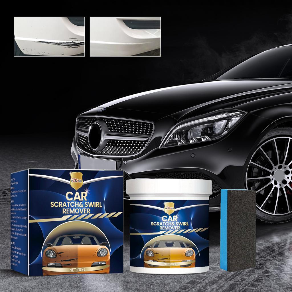 Homonth Car Wax Scratch Swirl Remover Solvent Car Polish Car Polish Solvent 100g Car Wax With Sponge For Repair Paint Scratches