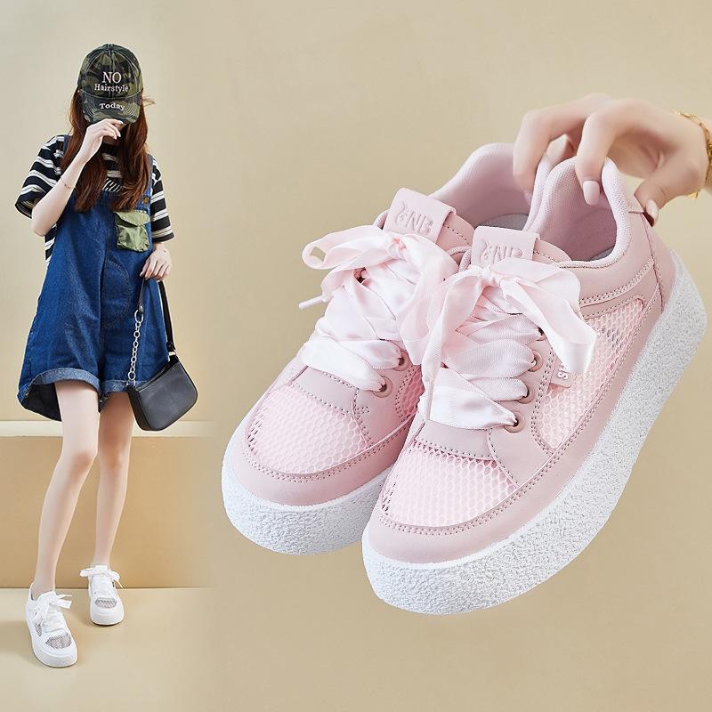 Fashion 2025 Summer New Breathable Mesh Women Shoes Korean Version Thick-Soled Heightening Casual Shoes Fashion Versatile Sneakers Women