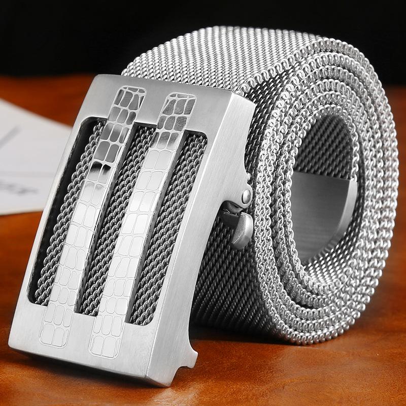 Inside 304 stainless steel belt buckle head Men's belt buckle Outdoor Full metal belt chain Trendy men's leisure