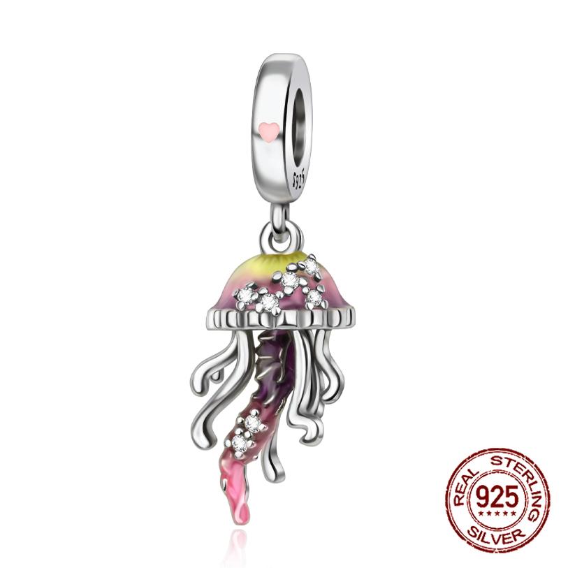 Ocean Series Diy Charms Bead Original Copper Seahorse Jellyfish Sea Lion Pendants Fit Bracelet Jewelry Gift Marking