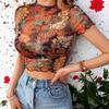Summer New Short-sleeved Floral Slim Fit Sexy Hottie Chiffon Shirt Tops Women's T-shirt Women's Clothing