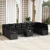 11-piece Garden Sofa Set with Beige Cushions, 2-seater Garden Sofa with Black Poly Rattan Cushions 3346573