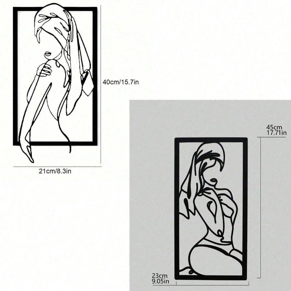 Metal Wall Art Female Minimal Line Home Decor Modern Housewarming Gift