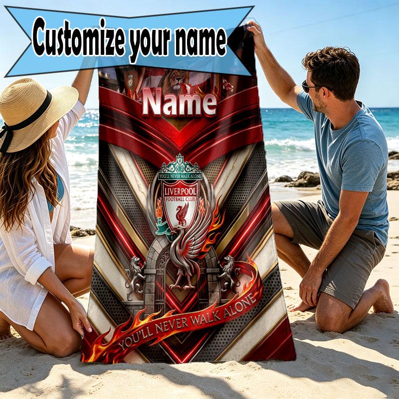 Custom Name Personalized LFC Print Beach Towel, for Trip Camping Beach Party Home Decor, Birthday Gift for Family & Friends