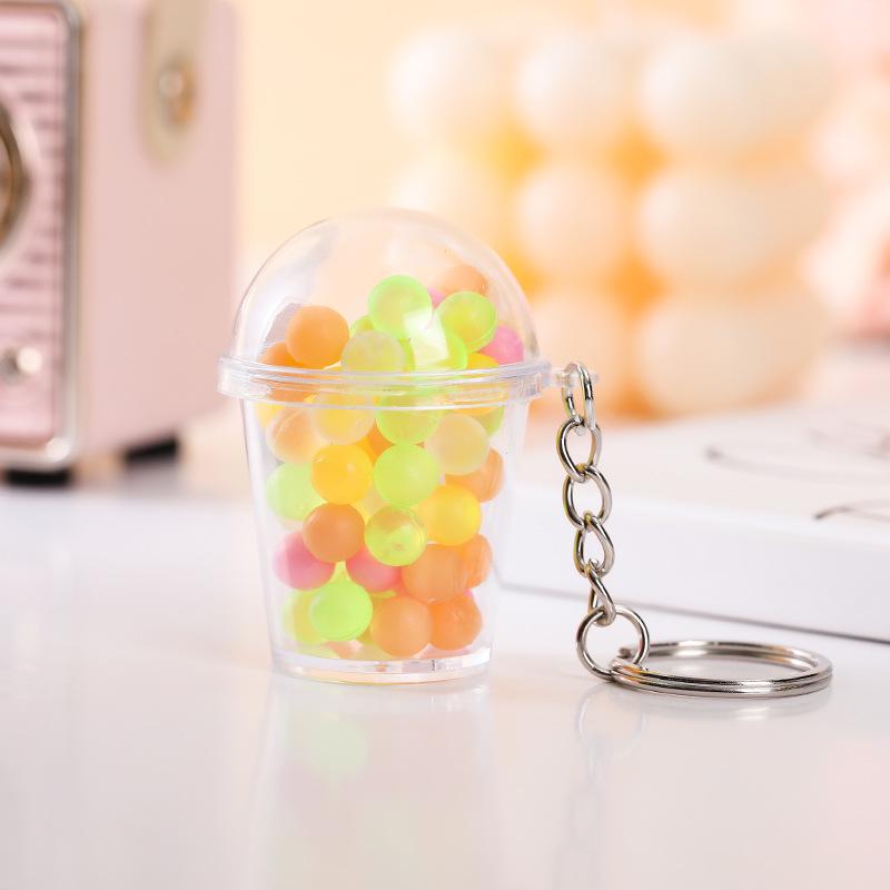 Influencer Shaker Cup Keychain: Toy Food Pendant for Students & Couples