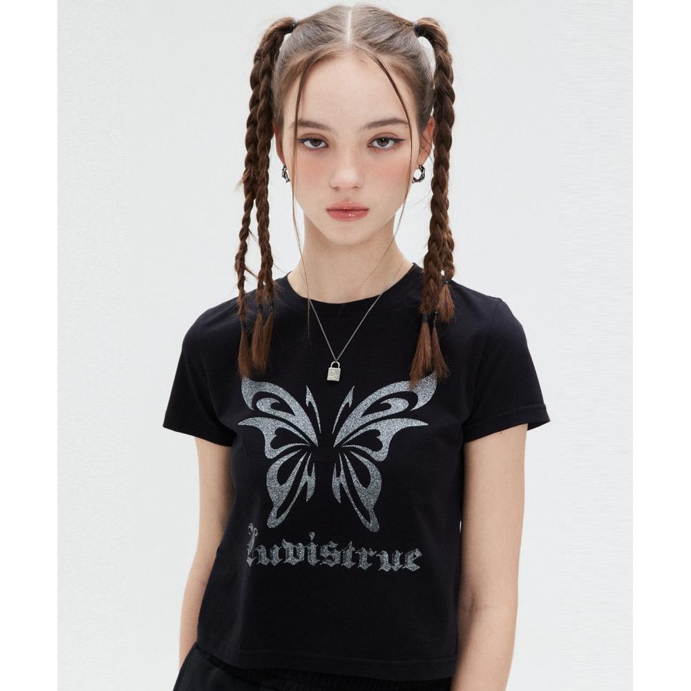 

LUV IS TRUE SU TRIBAL BUTTERFLY TEEBLACK