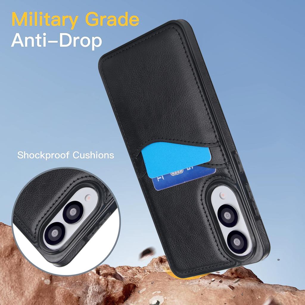 For Samsung Galaxy S25 Edge Case Card Slot Slim-Fit PU+TPU Mobile Cover