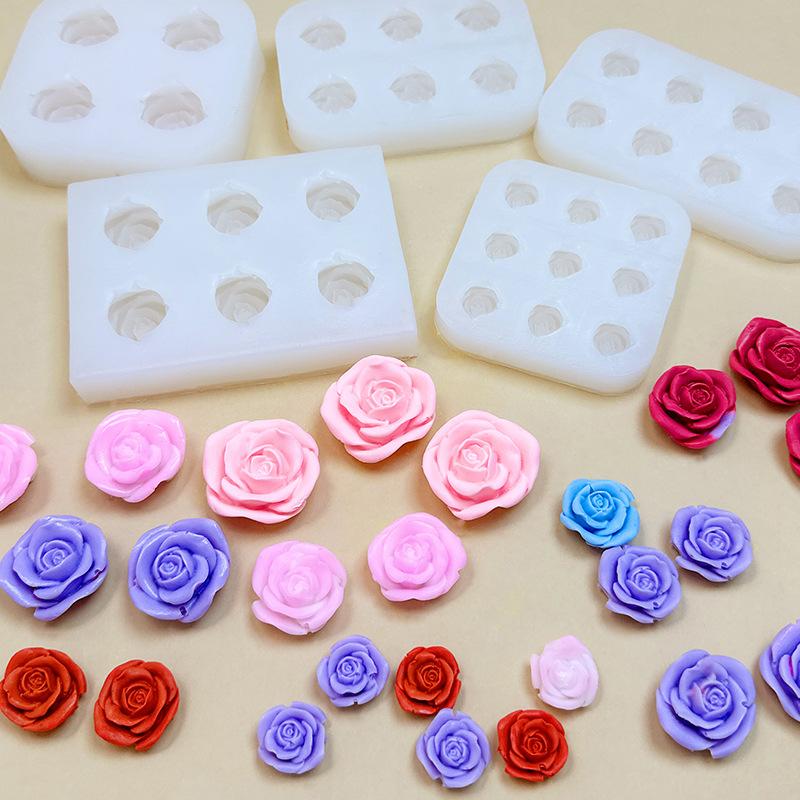 6-Hole Rose Peony Silicone Mold Handmade Mini Flower Shaped Candy Chocolate Cake Surface Decoration Baking Tool Resin Craft Mold