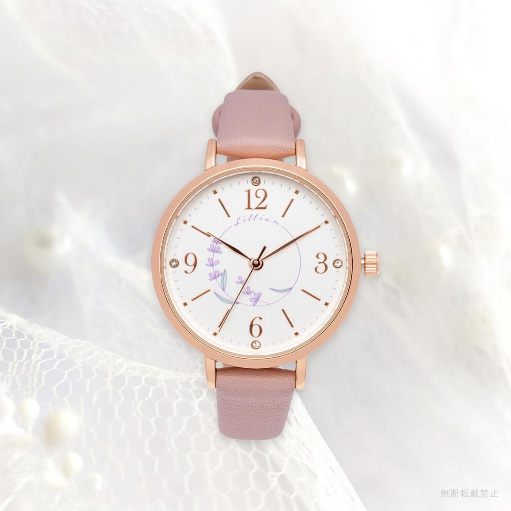 Fieldwork Women's Analog Watch with Leather Strap, Simple Floral Pattern, Rosam Pink, MKL2611-2
