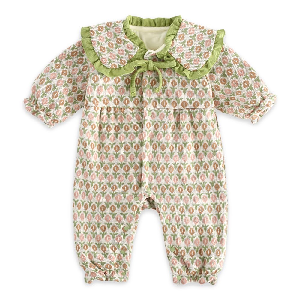 Baby Front Baby Newborn Going Out Long Months [Reegoo Peter] Coveralls, Clothes, Girls, Opening, Rompers, Clothes, Clothes, Wear, Sleeves, Green, 66,