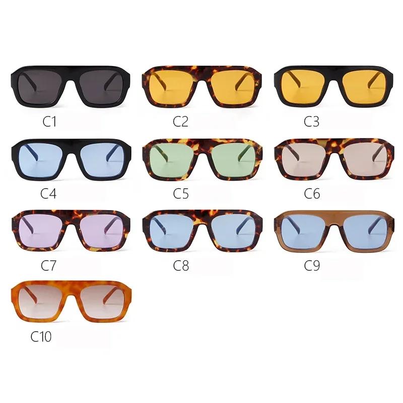Vintage Yellow Oversized Square Sunglasses Women Men Luxury Designer Flat Top Tortoiseshell Sunglasses Lentes  Mujer S3917