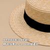 Straw straw hat French British Panama flat top straw hat woven women's summer vacation seaside beach top hat