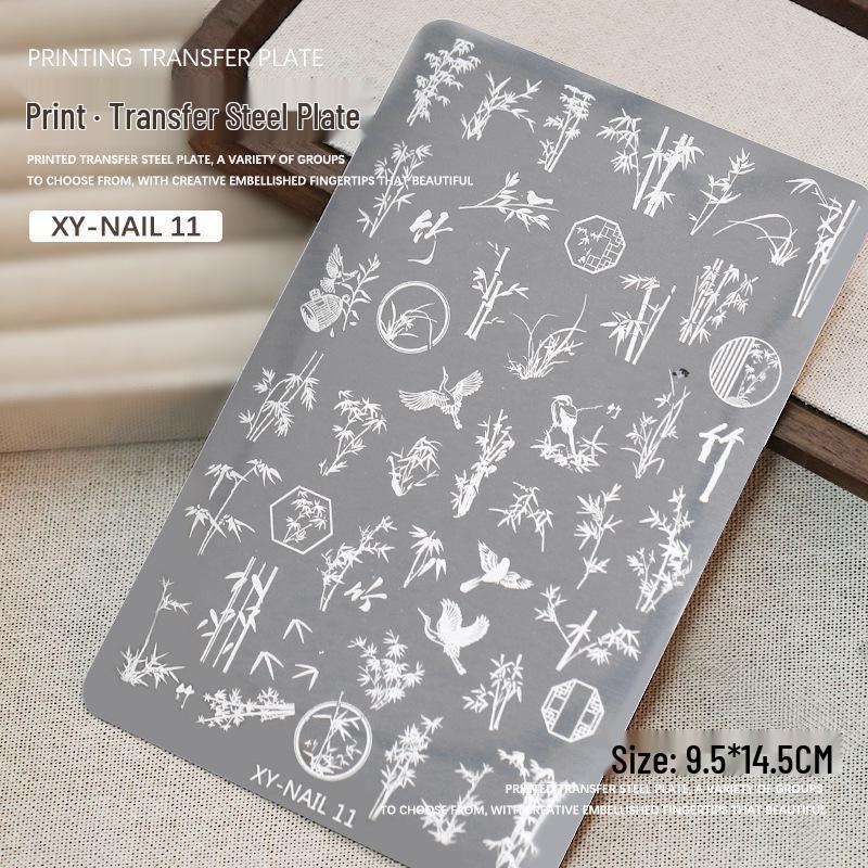 Płytka do stemplowania zdobień paznokci - Wzory koronki, motyla, róży, kwiatowe, wstążki, kok z silikonowym stempelkiem