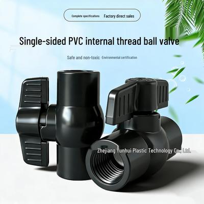 20mm UPVC Ball Valve, Black, Single-Sided Thread, 4-Point Internal Thread for Fish Tank Water Change
