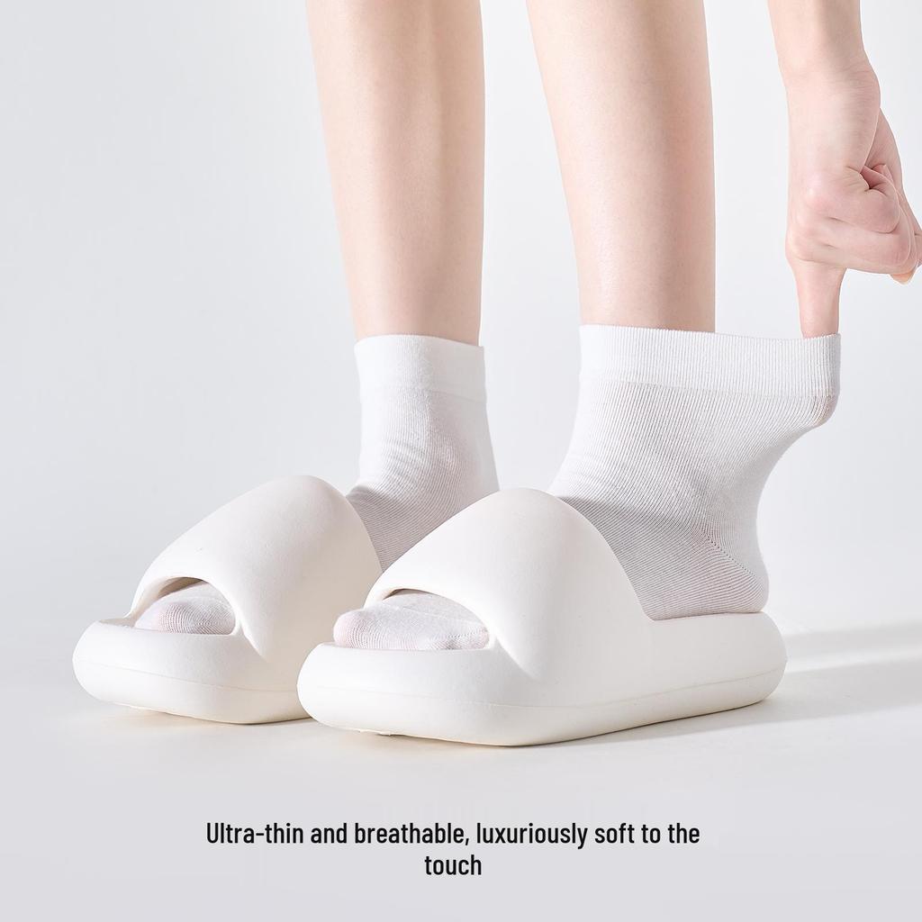 Women's Mid-Calf Summer Socks: Thin, Pure Cotton, Anti-Odor, Boneless, Postpartum, Black or White