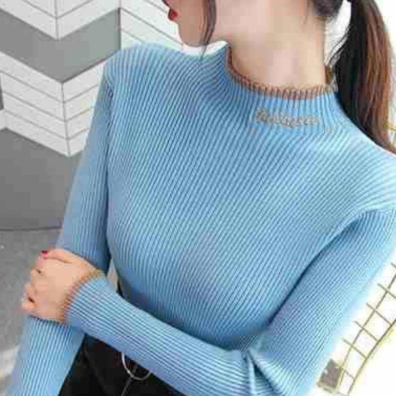 WTEMPO Plus Velvet Autumn Winter Thick Sweater Long-sleeved Bottoming Shirt Knitted Sweater