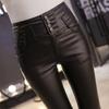 [Not broken skin] Korean autumn and winter PU coated leather pants women's thickened and velvet large size outer wear thin black pants