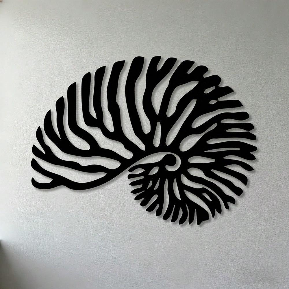 2D Flat Nautilus Shell Metal Wall Art, Art Deco Iron Decor for Living Room Bedroom Office