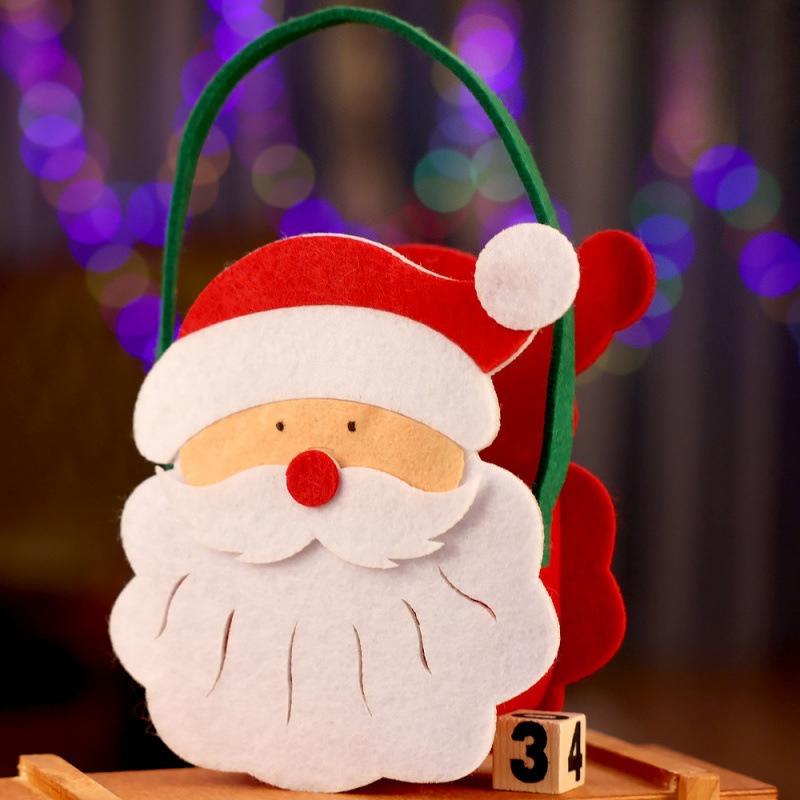 1-10PCS Christmas Felt Candy Bags Cartoon Apple Pouch Santa Sack Kids Gift Packaging Bag Xmas Tree Holiday Decoration