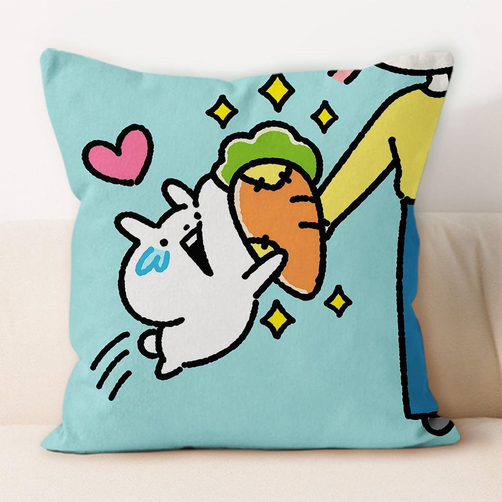 Happy Bunny Pillow Modern Simple Home Decoration Cushion Car Backrest Square Pillow
