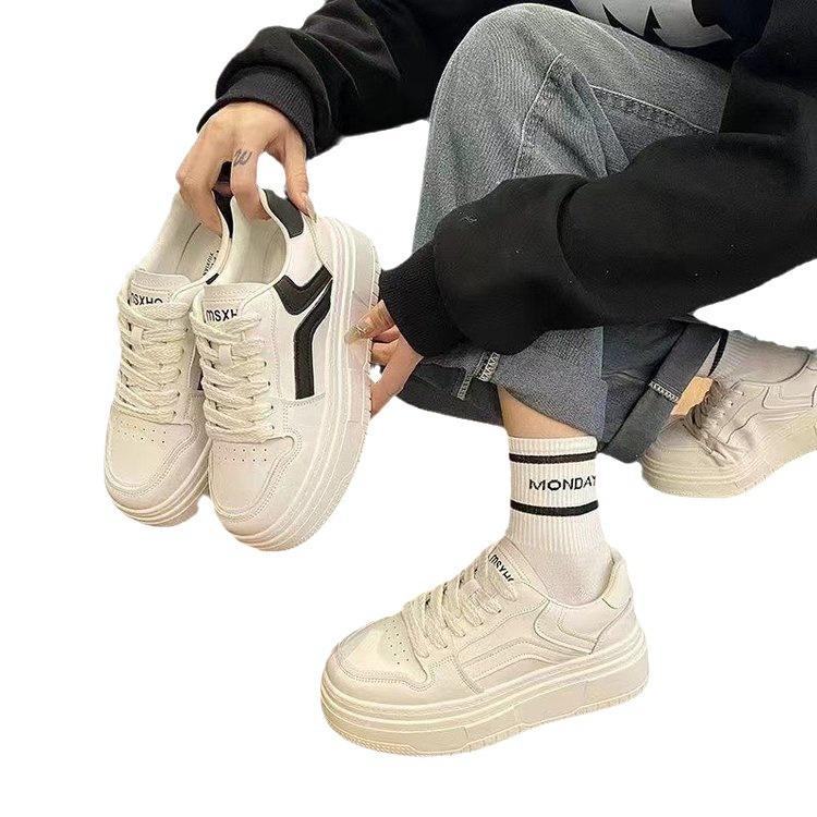 Single shoes children spring and autumn 2025 new versatile chic Hong Kong style little white shoes thick-soled wear-resistant sports and leisure bo