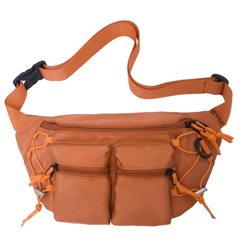 Y2k Men Waist Bag Large Capacity Sports Fanny Pack Simple Multi-pocket Chest Bag  Women