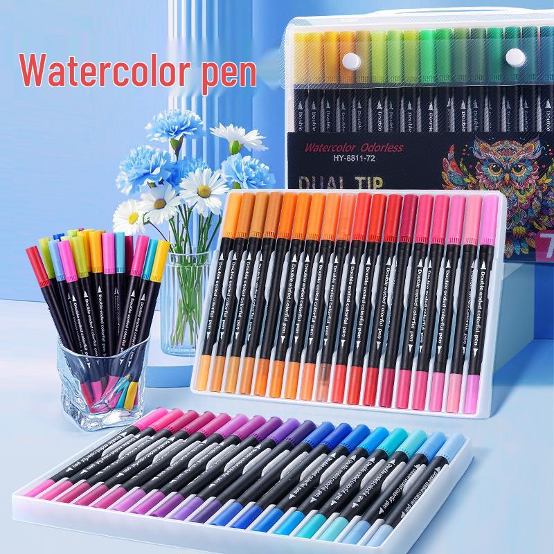 Double-ended 120-Color Washable Watercolor Art Pen Set with Soft Tips for Kids