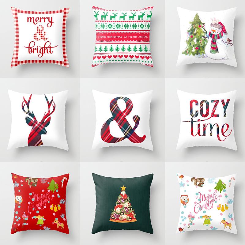 New Christmas Polyester Pillowcase Car Pillow Sofa Cushion Christmas Gifts