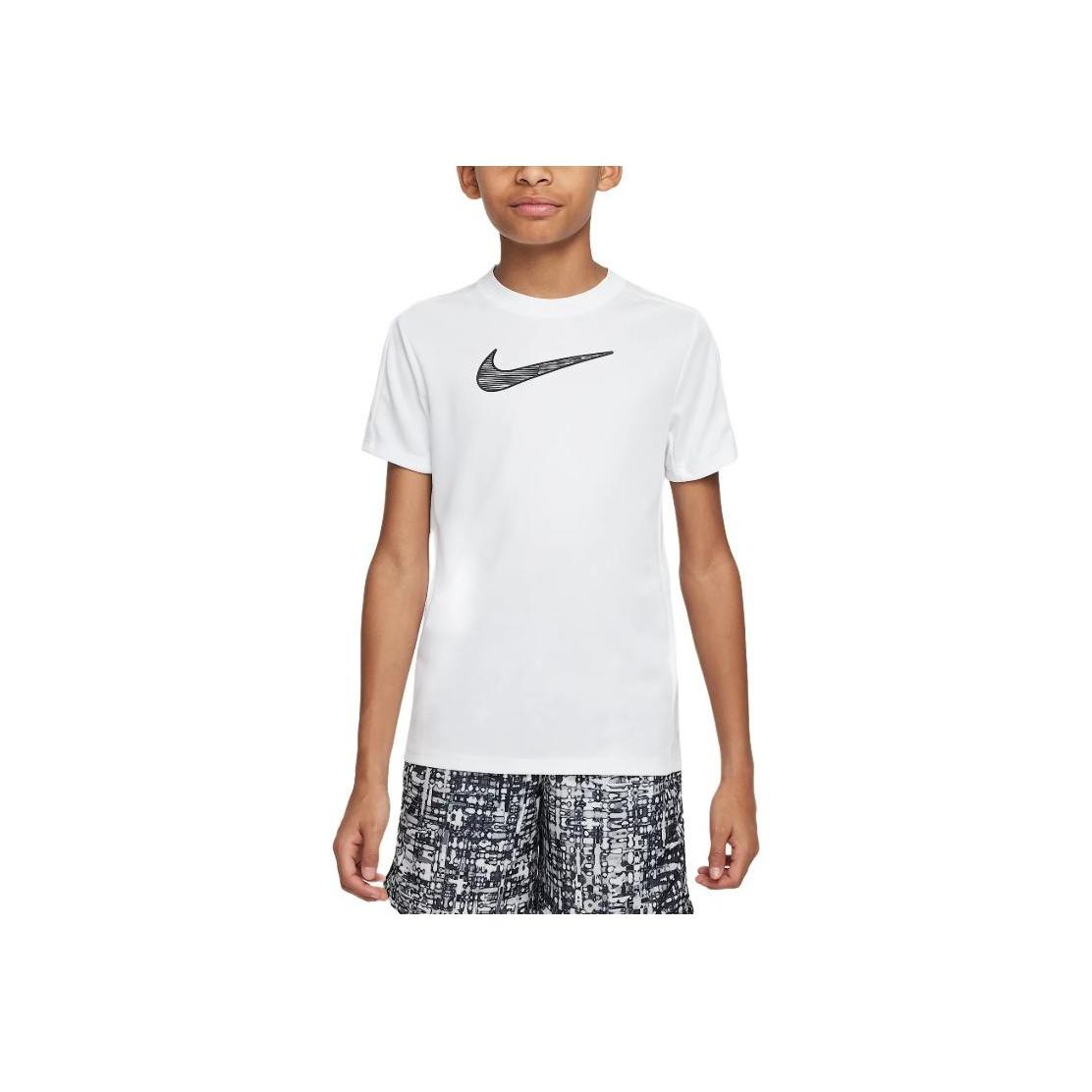 

Nike Dri-Fit Trophy 23 Fashion Versatile Lightweight Breathable Short Sleeve T-Shirt Kids Tops White Black HF8079-100 L