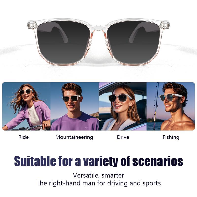 GS03 Polarized Bluetooth Smart Sunglasses: UV & Blue Light Protection, Music & Call Compatible, with Interchangeable Lenses