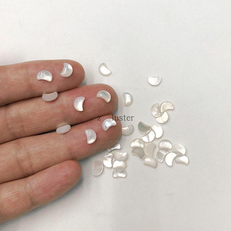 Fat Face Nail Art: Hole-Free 4x7mm Moon Crescent Sequins Natural White Mother-of-Pearl Shell DIY Stickers
