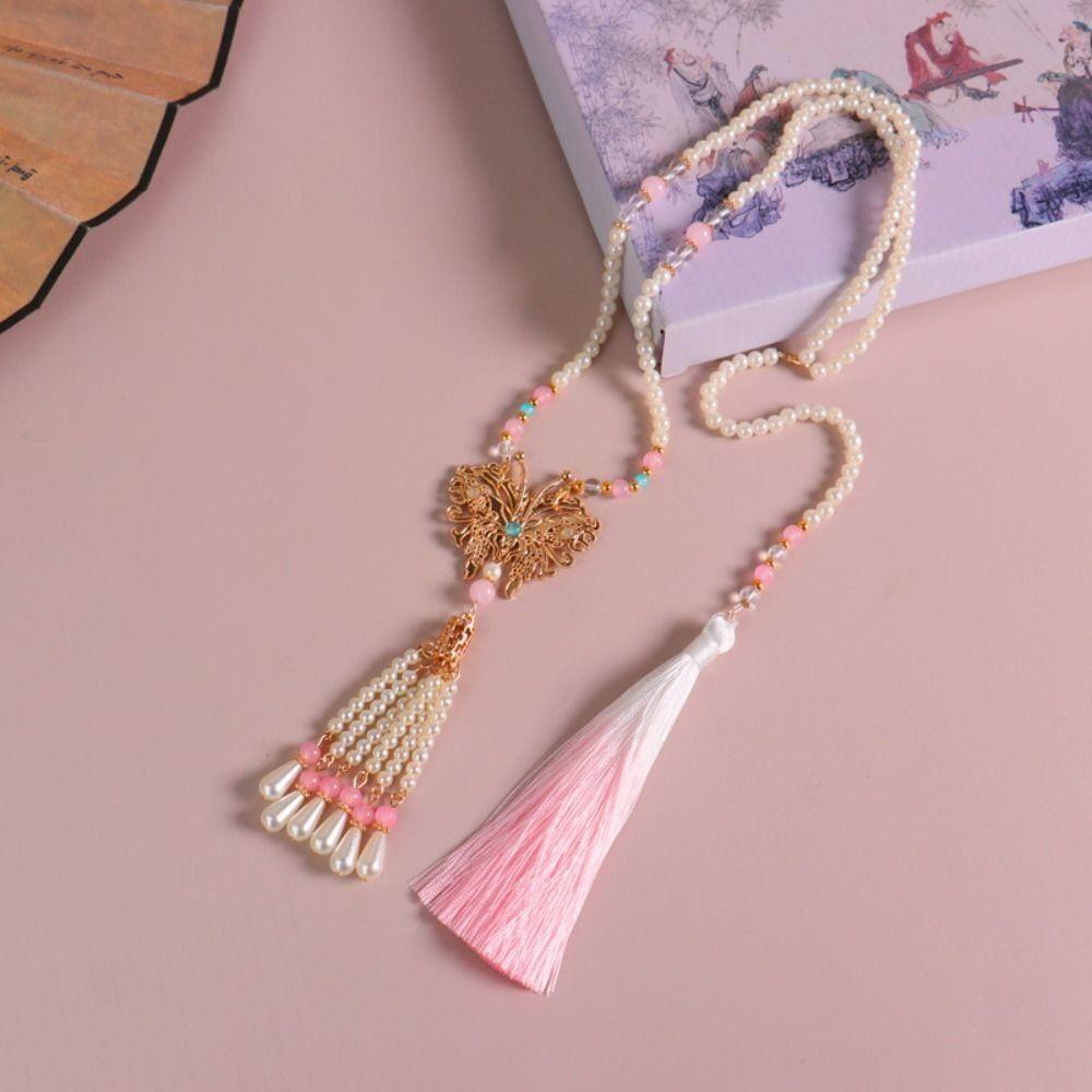 Fringed Vintage Necklace Tassel Bead Chains Chinese Style Necklace Chinese Wedding