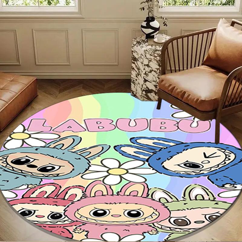 Bunny Costume Adventure Round Rug for Livingroom,Bedroom, Palyroom, Chair Rug, Area Rug, Circle Carpet, Large Size Fan Christmas Gift