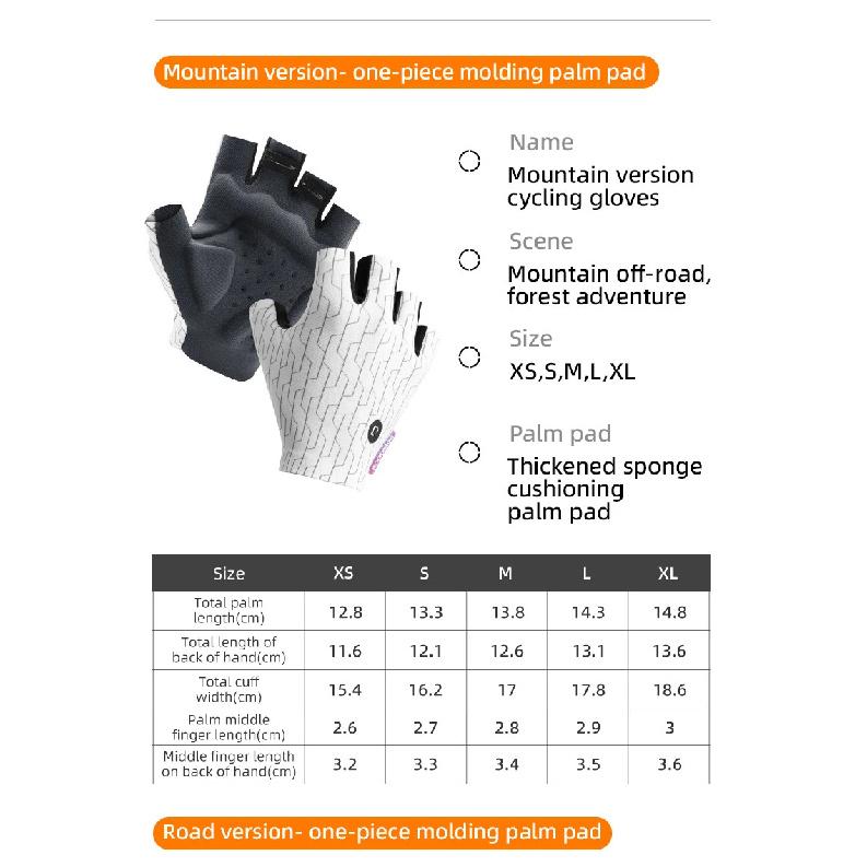 ROCKBROS Cycling Gloves Half Finger Breathable MTB Road Bike Gloves Shock Absorption Thickened Palm Pad Anti-slip Bicycle Gloves