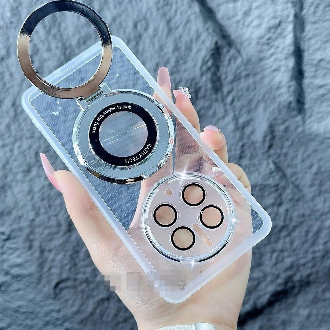 

Для OPPO Realme 12 Pro Plus 12+ чехол из прозрачного мягкого ТПУ с кольцевой подставкой, защитная задняя крышка с магнитной линзой, чехол для Realme12 11Pro Plus 10 9i Shell for realme 12 plus белый