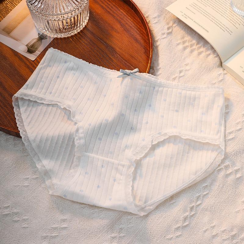 

Женские милые и симпатичные хлопковые трусики-слипы с синим принтом, студенческие, со средней посадкой XL белый/синий