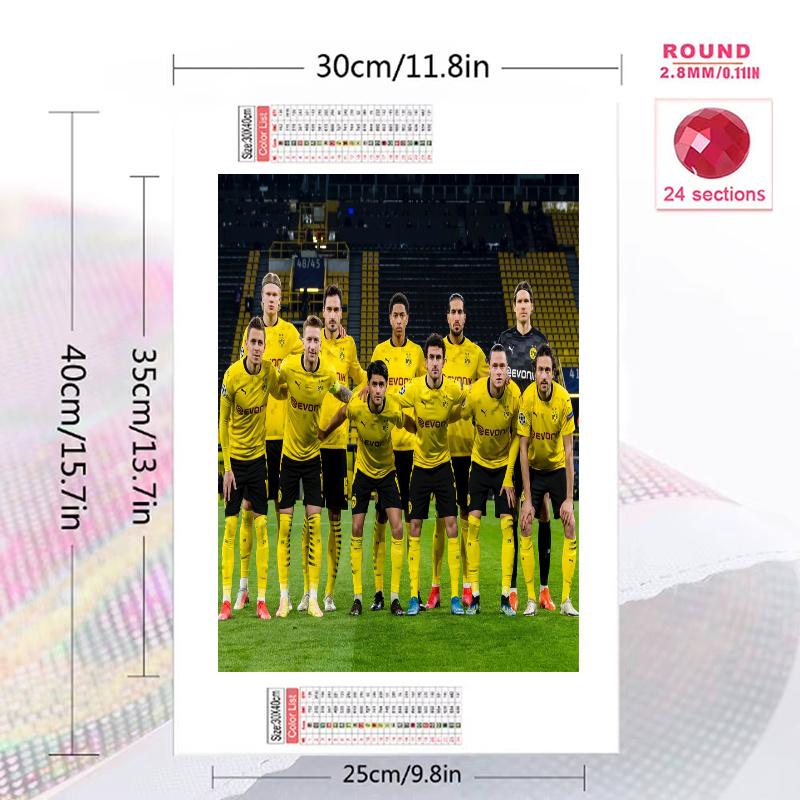 Dortmund Pattern  3pcs 100% Round Full Drill 5D DIY Diamond Painting Embroidery Cross Stitch Rhinestone Décor