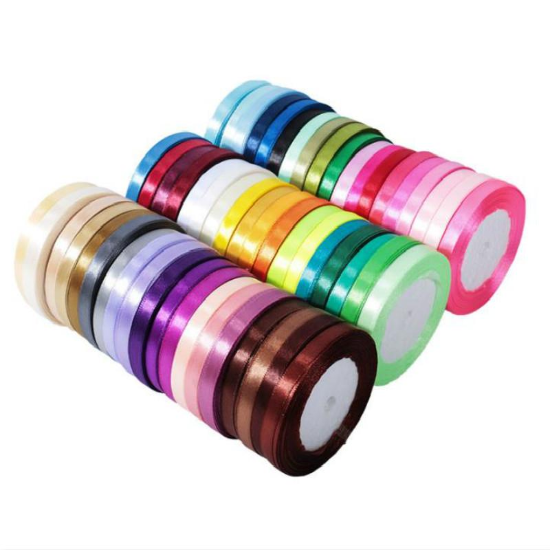 25Yards/Roll 6mm 10mm 15mm 20mm 25mm 40mm 50mm Silk Satin Ribbons for Gift Packing Christmas Party Decoration Fabric Crafts DIY
