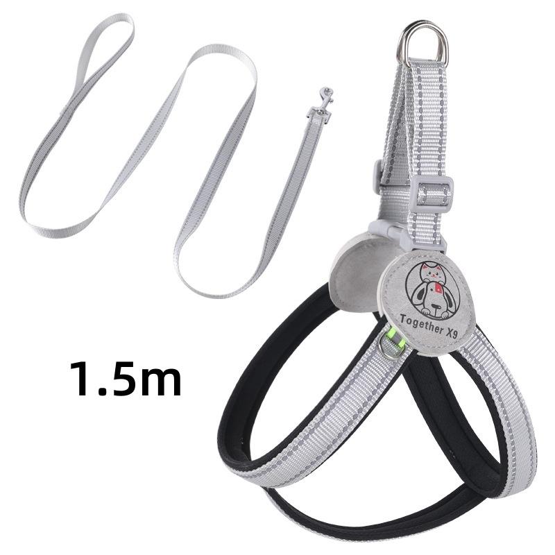 Guinzaglio per animali domestici, imbracatura riflettente, stile gilet, guinzaglio per cani