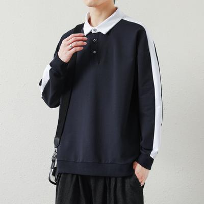 Sweatshirt Men's Autumn New Bottoming Tops Trendy Brand Polo Shirt Collar Versatile Long-sleeved Jacket Men's Trendy Style