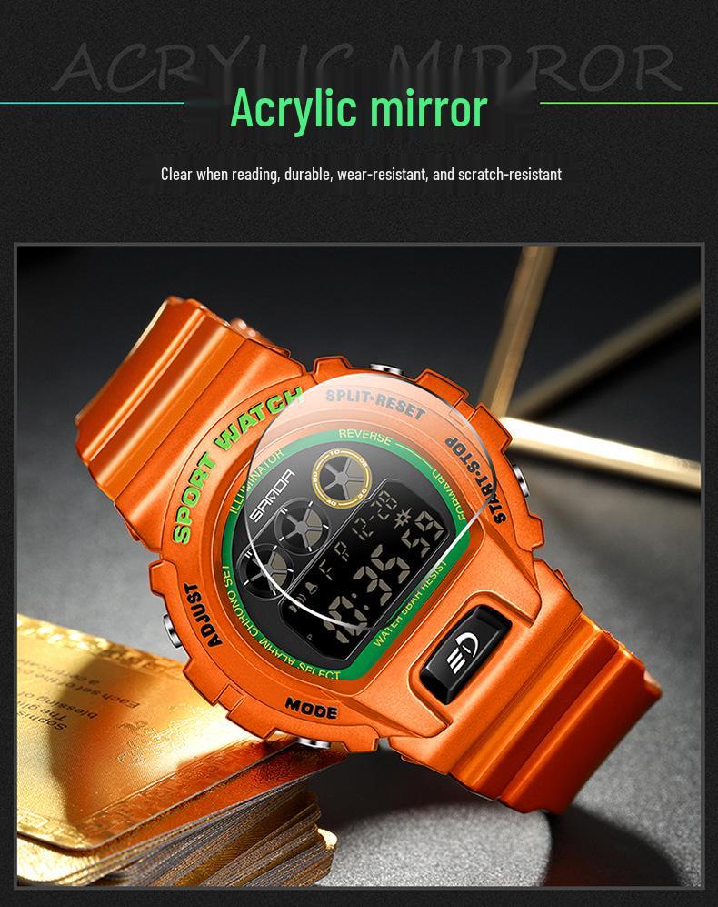 Sanda Multifunctional Green Light Electronic Watch, Fashionable Wristwatch for Men, Women, and Students.