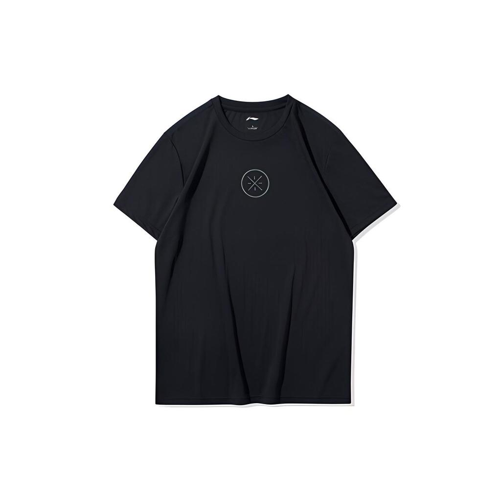 Li Ning Wade Series Training Round Neck Straight T-Shirt Men Tops Standard-Black ATSQ285-3