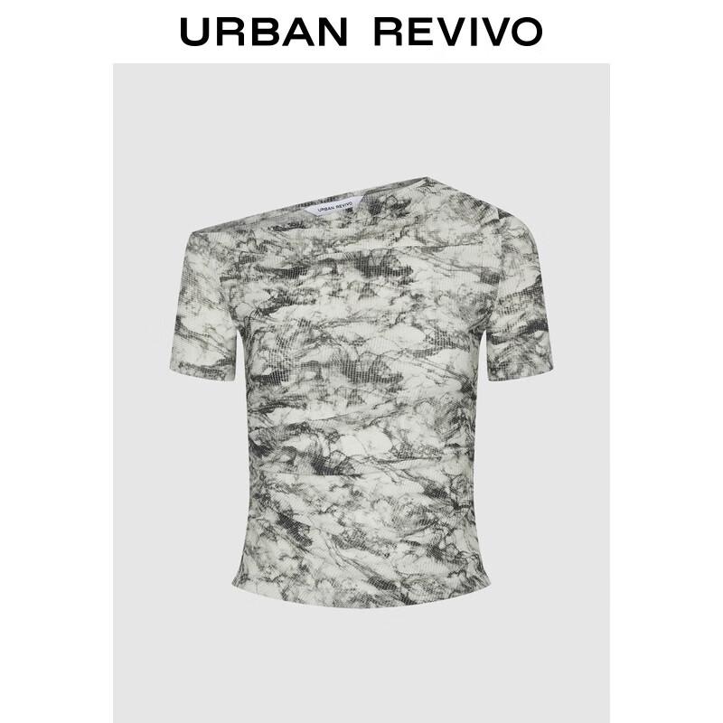 UR Women s One-Shoulder Marble Print Slim T-Shirt S